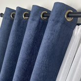 VALENZA Blackout Curtains – Custom Chenille Drapes with Built-In Light Block – Navy Blue