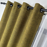 LORWYN Curtains – Rustic Linen-Look Drapes – Yellow-Black