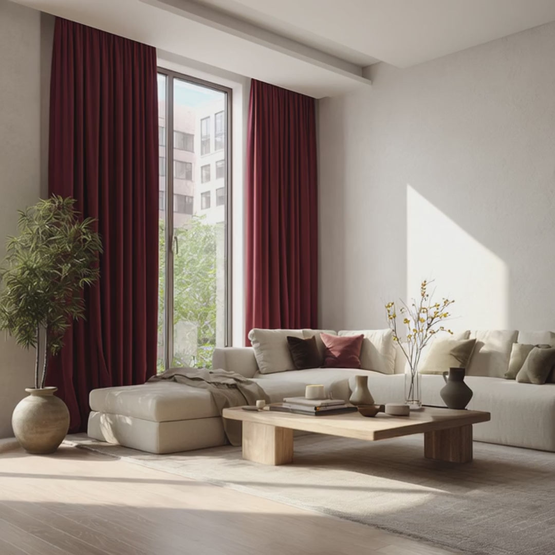 CELIA Linen Look Blackout Curtains – Red