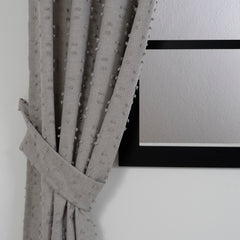 FLOSIA Fluffy Pom Pom Panel Curtain – Stone