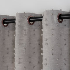 FLOSIA Fluffy Pom Pom Panel Curtain – Stone