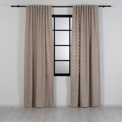 FLUMA Chevron Panel Curtains – Fluffy Linen Look in Beige