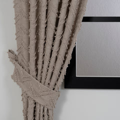 FLUMA Chevron Panel Curtains – Fluffy Linen Look in Beige