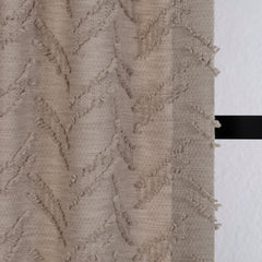 FLUMA Chevron Panel Curtains – Fluffy Linen Look in Beige