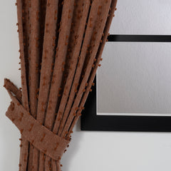 FLOSIA Fluffy Pom Pom Panel Curtain – Terra Cotta