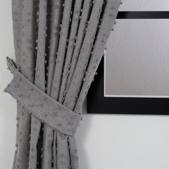 FLOSIA Fluffy Pom Pom Panel Curtain – Gray