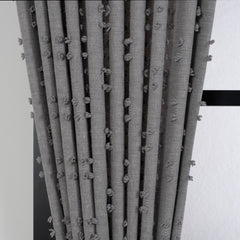 FLOSIA Fluffy Pom Pom Panel Curtain – Gray
