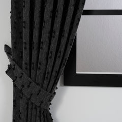 FLOSIA Fluffy Pom Pom Panel Curtain – Black