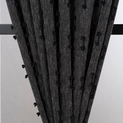 FLOSIA Fluffy Pom Pom Panel Curtain – Black