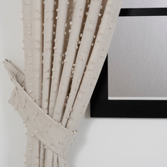 FLOSIA Fluffy Pom Pom Panel Curtain – Off White