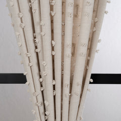 FLOSIA Fluffy Pom Pom Panel Curtain – Off White
