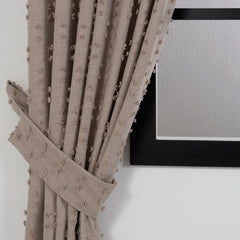 FLOSIA Fluffy Pom Pom Panel Curtain – Dark Beige
