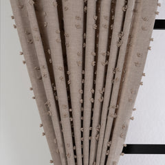 FLOSIA Fluffy Pom Pom Panel Curtain – Dark Beige