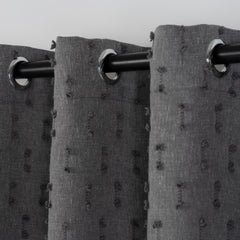 FLOSIA Fluffy Pom Pom Panel Curtain – Dark Gray