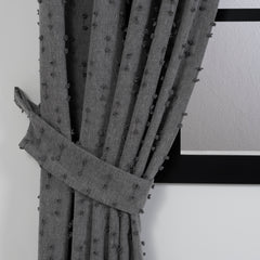 FLOSIA Fluffy Pom Pom Panel Curtain – Dark Gray