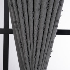 FLOSIA Fluffy Pom Pom Panel Curtain – Dark Gray