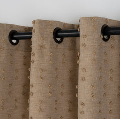 FLOSIA Fluffy Pom Pom Panel Curtain – Mustard