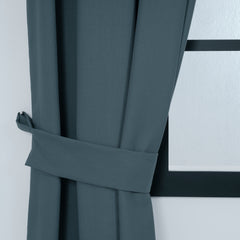 LALIBELA Custom Size Linen Look Curtain – Matte Blue