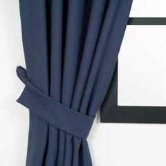 LALIBELA Custom Size Linen Look Curtain – Navy Blue