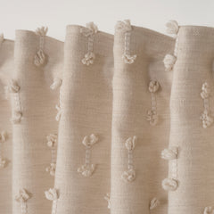 FLOSIA Fluffy Pom Pom Panel Curtain – Cream