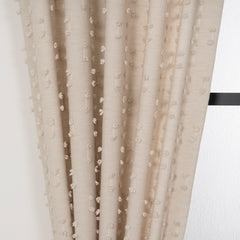 FLOSIA Fluffy Pom Pom Panel Curtain – Cream