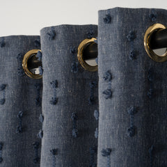 FLOSIA Fluffy Pom Pom Panel Curtain – Blue
