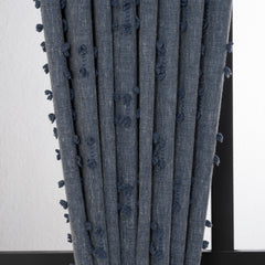FLOSIA Fluffy Pom Pom Panel Curtain – Blue