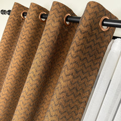 CHEVRINA Curtains – Chevron Wool Look Drapes in Terra Cotta