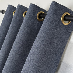 ELVONA – 100% Total Blackout Linen Texture Curtains