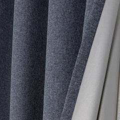 ELVONA – 100% Total Blackout Linen Texture Curtains