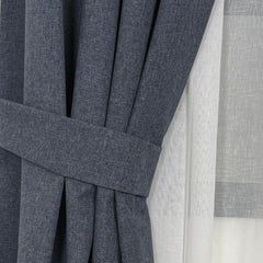 ELVONA – 100% Total Blackout Linen Texture Curtains