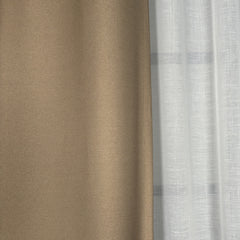 STRAVIA Curtains – Custom Satin Finish Drapes with Linear Woven Texture – Coffee Milk