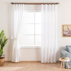 LALIBELA Custom Size Linen Look Curtain – White