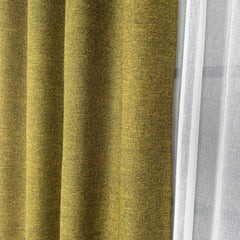 LORWYN Curtains – Rustic Linen-Look Drapes – Yellow-Black