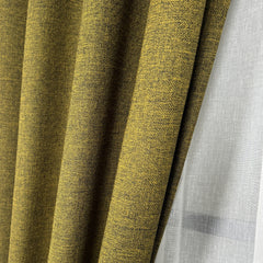 LORWYN Curtains – Rustic Linen-Look Drapes – Yellow-Black