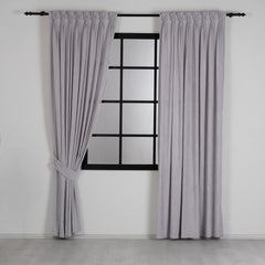 ALVERIS Curtains – Custom Velvet Drapes with Iridescent Shine – Light Gray