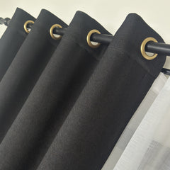 FERNARA Curtains – Wool-Look Solid Texture – Black