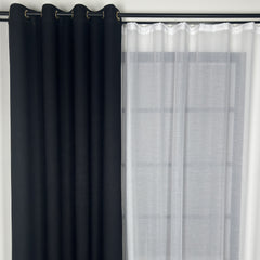 FERNARA Curtains – Wool-Look Solid Texture – Black