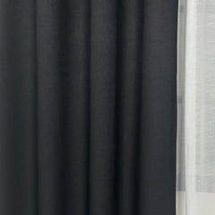 FERNARA Curtains – Wool-Look Solid Texture – Black