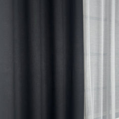 FERNARA Curtains – Wool-Look Solid Texture – Black