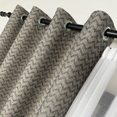 CHEVRINA Curtains – Chevron Wool Look Drapes in Gray