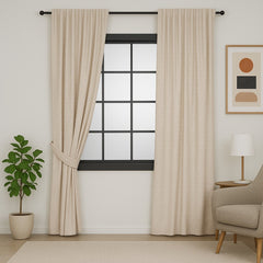 FLOSIA Fluffy Pom Pom Panel Curtain – Cream